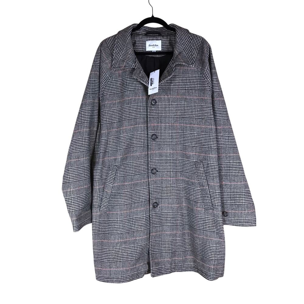 NWT Goodfellow & Co Car Coat Men’s XL Brown Glen Plaid Preppy Winter Formal